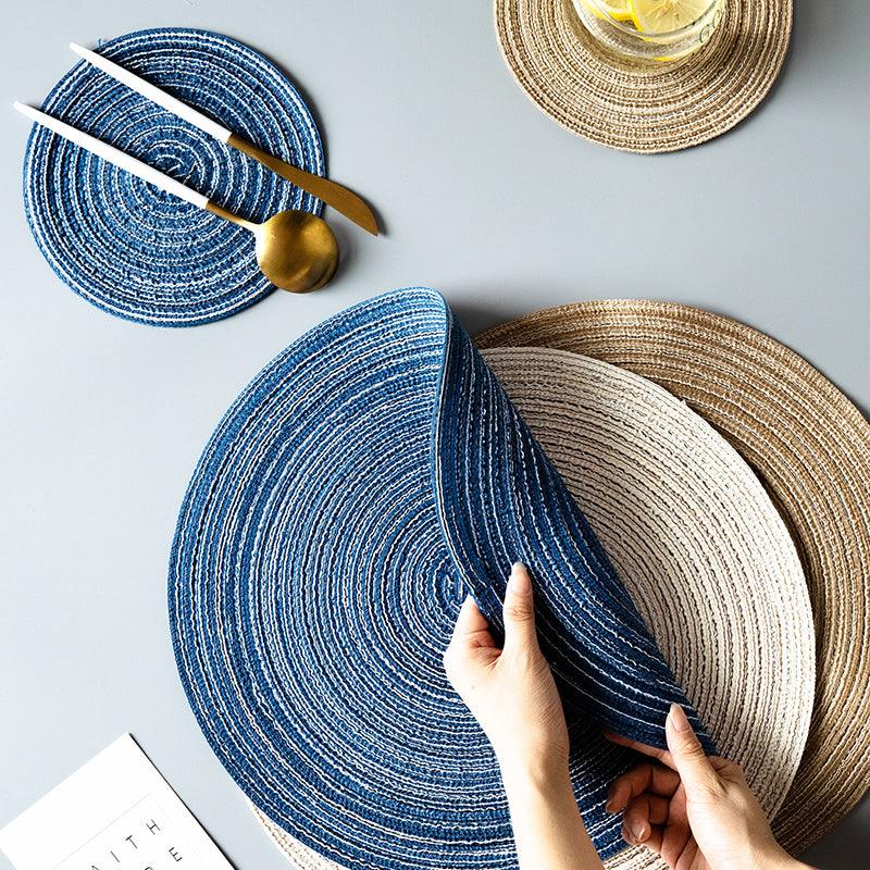 Round Braided Woven Placemats, Set of 4 Pieces | Weilai Concept