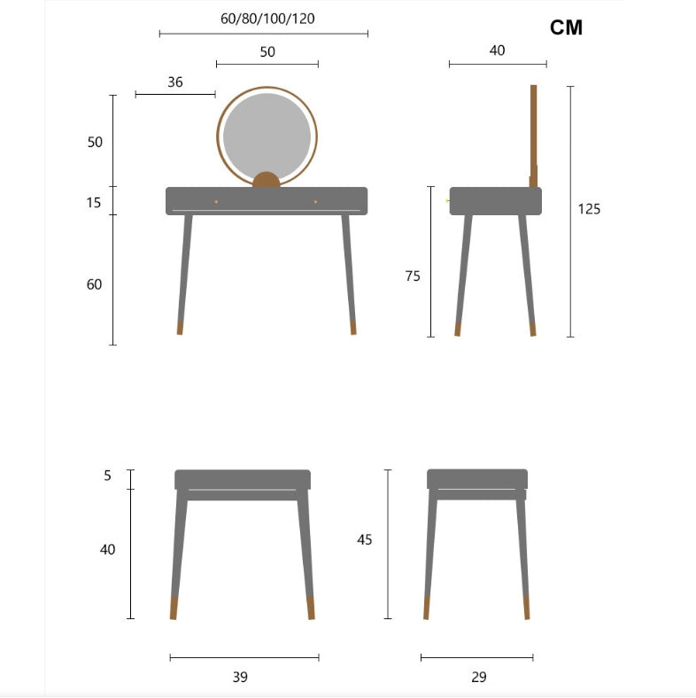 Aditya Dressing Table With LED Mirror And Stool