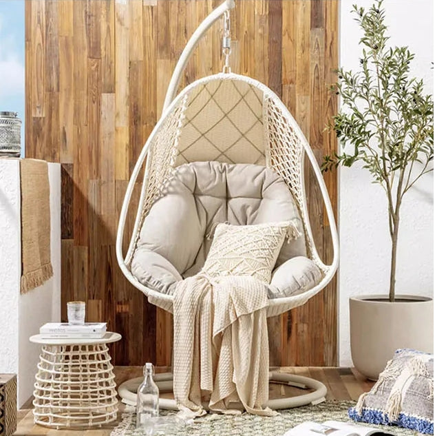 Pearl Rattan Garden Hanging Egg Chair with Stand, Garden Furniture Outdoor/Indoor