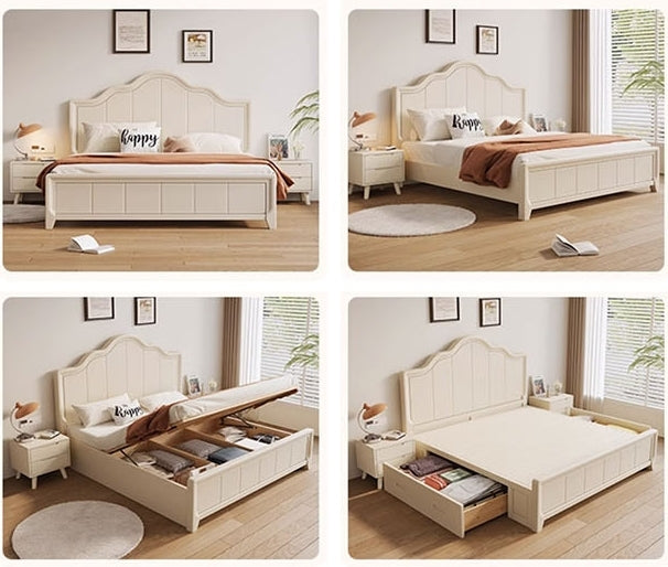 Agnes King Size / Super King Size Bed With Storage, Cream