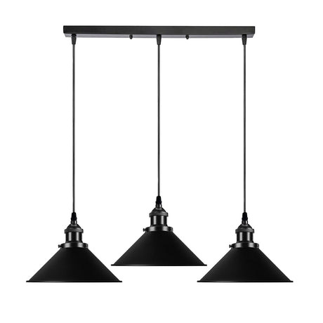 Vintage Ceiling Adjustable Hanging Black Metal Cone Shade Pendant Light Fixture~3393-10