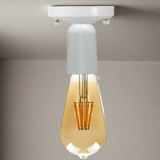 Vintage Retro E27 White Holder Metal Flush Mount Ceiling Light ~ 3528-0