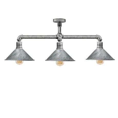 Ceiling Light Retro Vintage Industrial Flush Mount Brushed Silver Pipe Light Ceiling Light E27~3592-1