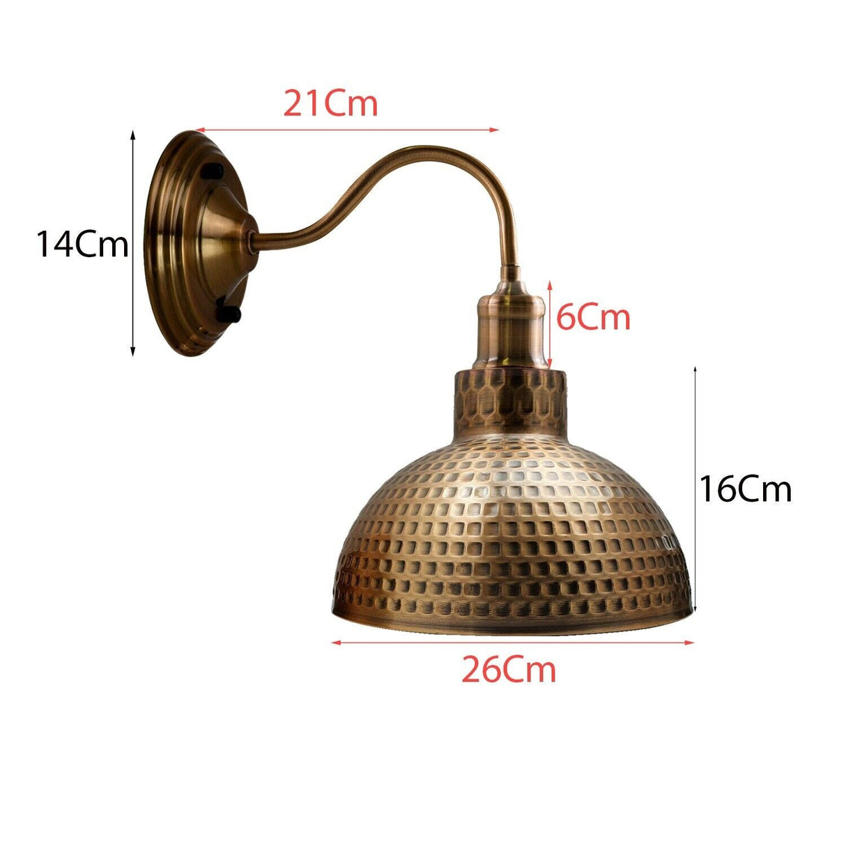 Vintage Retro Industrial Yellow Brass colour Metal Lampshade Sconce Wall Lights UK Holder~3677-4