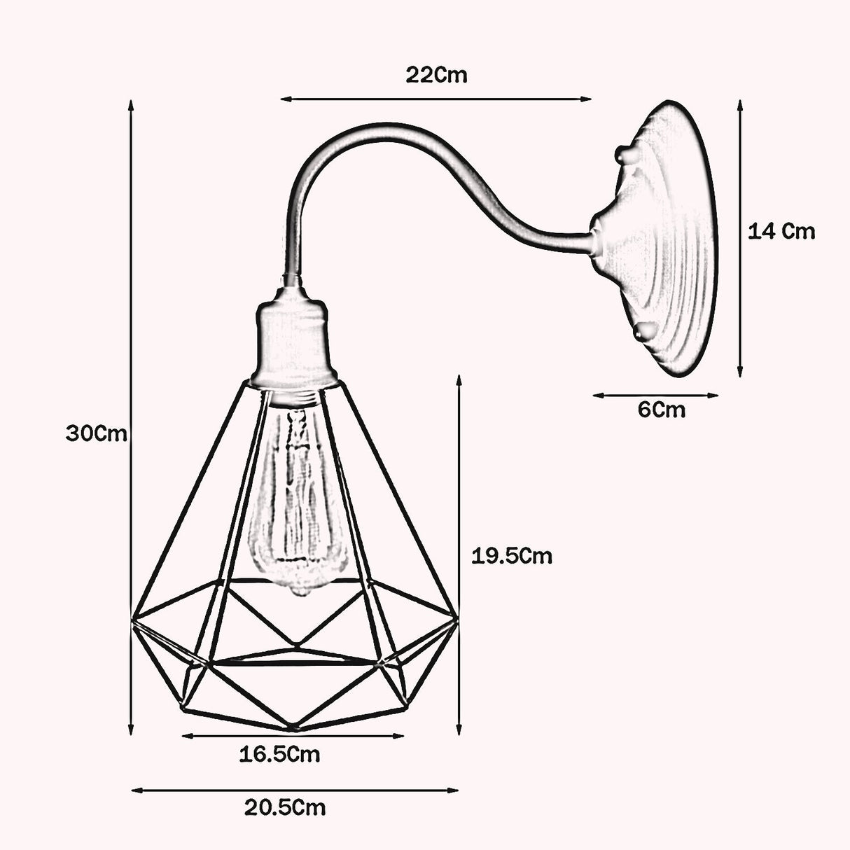 Modern Industrial  Vintage Indoor Brushed Copper colour Wall Light Lamp Fitting Fixture E27 Holder UK~3674-2