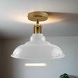 Industrial Vintage Retro Flush Mount Glossy Shade white colour Ceiling Light E27 UK~3768-0