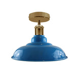 Industrial Vintage Retro Flush Mount Glossy Shade Blue colour Ceiling Light E27UK~3762-2