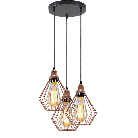 Industrial Vintage Retro Metal Ceiling 3 way Round Hanging Pendant Lights~3776-4