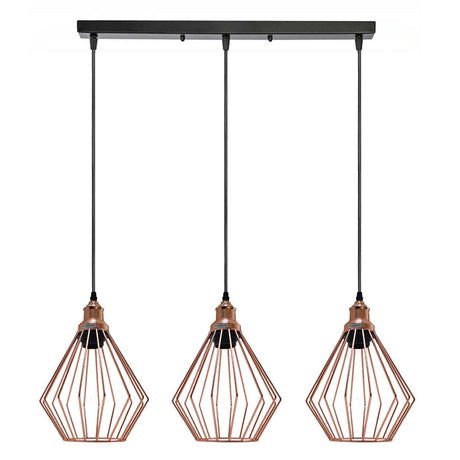 Industrial Vintage Retro Metal Ceiling 3 way Rectangle Hanging Pendant Lights~3775-4