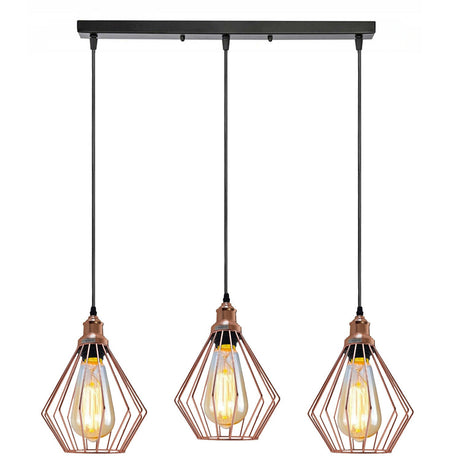 Industrial Vintage Retro Metal Ceiling 3 way Rectangle Hanging Pendant Lights~3775-3