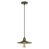 Brushed Brass Ceiling Pendant Light E27 Flat Cone Metal Shade Hanging Light ~4404-2