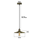 Brushed Brass Ceiling Pendant Light E27 Flat Cone Metal Shade Hanging Light ~4404-4