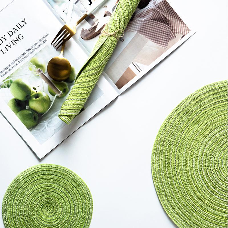 Round Braided Woven Placemats, Set of 4 Pieces | Weilai Concept