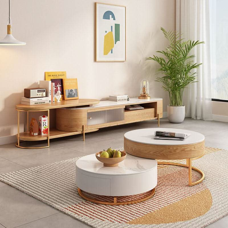 Amanda Living Room Set, Amanda Coffee Table and TV Stand, Light Oak | Weilai Concept