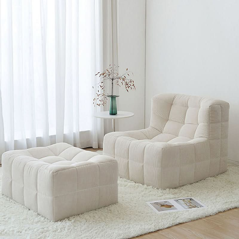 Bernice White Armchair And Ottoman, Vintage Sofa Chair | Weilai Concept