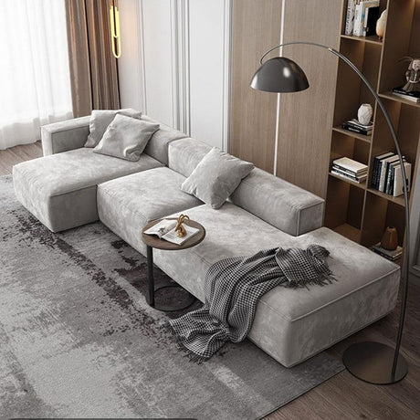 Yetta Three Seater Corner Sofa, Grey Velvet | Weilai Concept