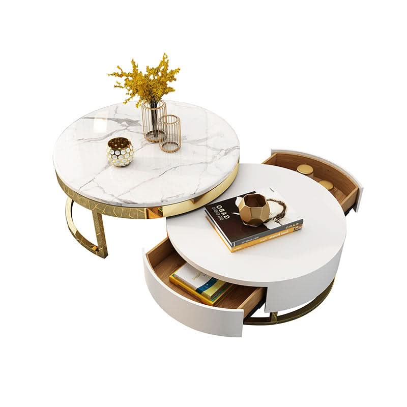 Regalia Coffee Table Set, White & Gold | Weilai Concept