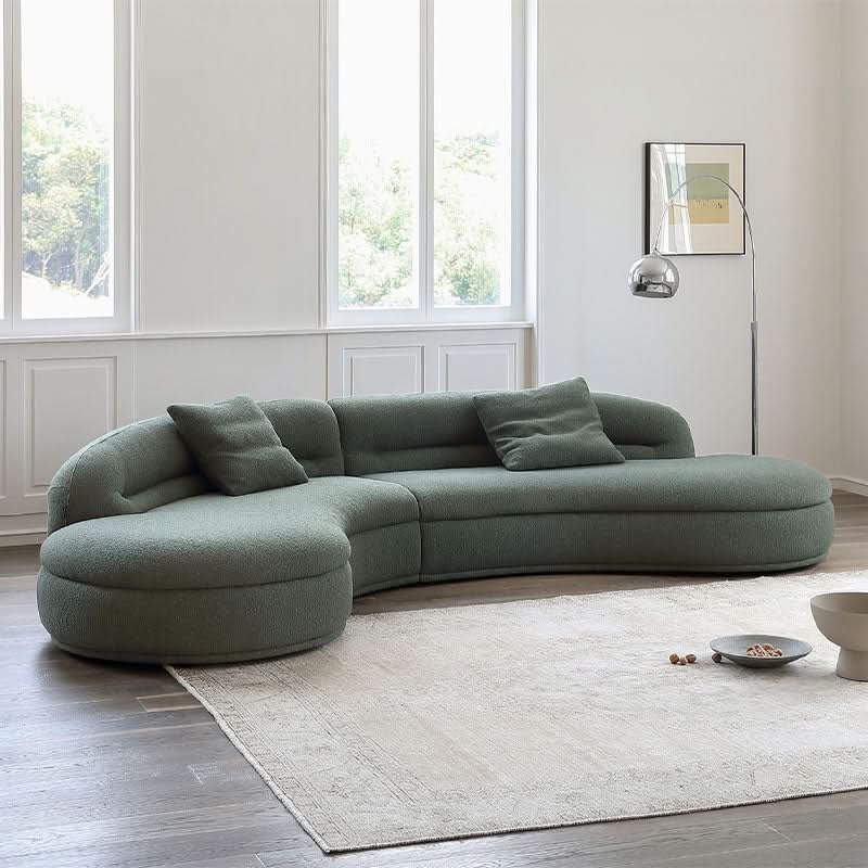 Yannik Curved Three Seater Sofa, Green