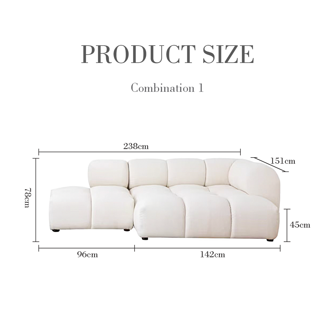 Lysander Velvet Module Three Seater Sofa, White