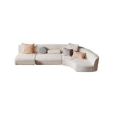 Sibyl Four Seater Curved Sofa, Leathaire, Boucle | Weilai Concept