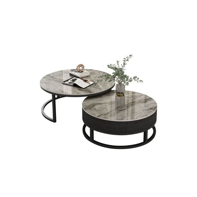 Gibs Nesting Coffee Table With TV Stand Set, Sintered Stone | Weilai Concept