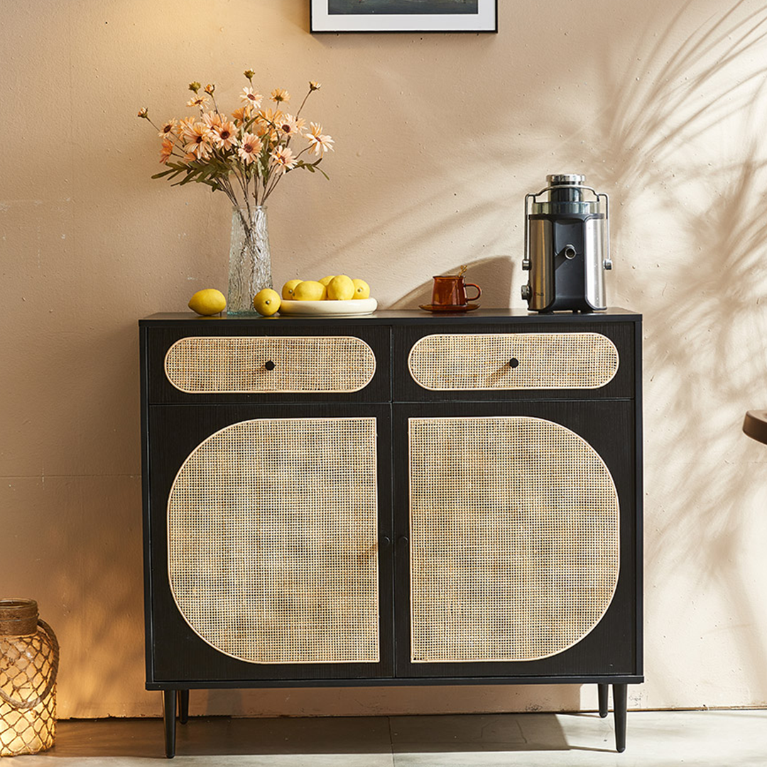 Barbary Rattan Sideboard, Black