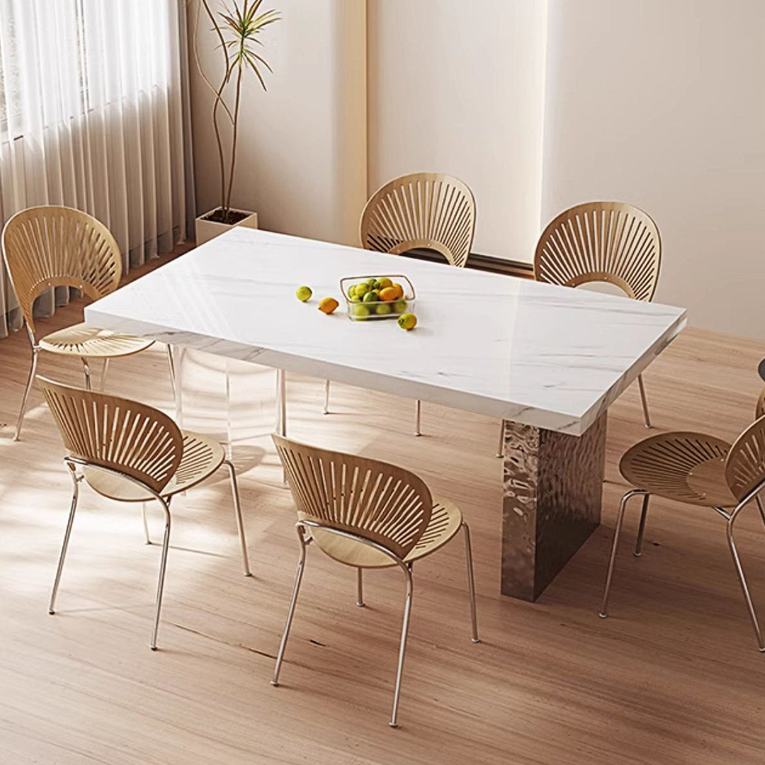 Madison Creamy Dining Table, Sintered Stone & Acrylic