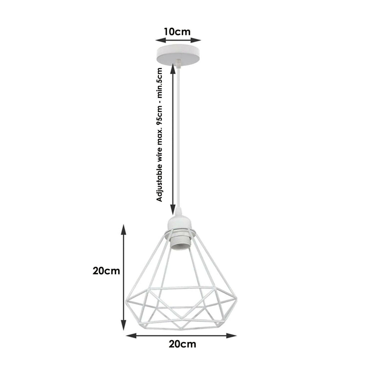 Retro Industrial White Diamond Cage Ceiling Pendant Light Hanging Indoor Lighting ~1182-3