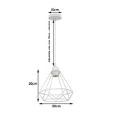 Retro Industrial White Diamond Cage Ceiling Pendant Light Hanging Indoor Lighting ~1182-3