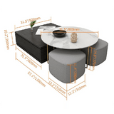 RS2 Nesting Coffee Table Set With Two Stools | Weilai Concept