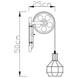 Retro Vintage Light Shade Wheel Ceiling Lifting Pulley Industrial Wall Lamp Fixture UK~2690-2