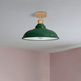 Industrial Vintage Retro Flush Mount Glossy Shade Green colour Ceiling Light E27 UK~3763-0