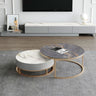 Lvinta Grey Round Nesting Coffee Table With TV Stand, Gold Base | Weilai Concept