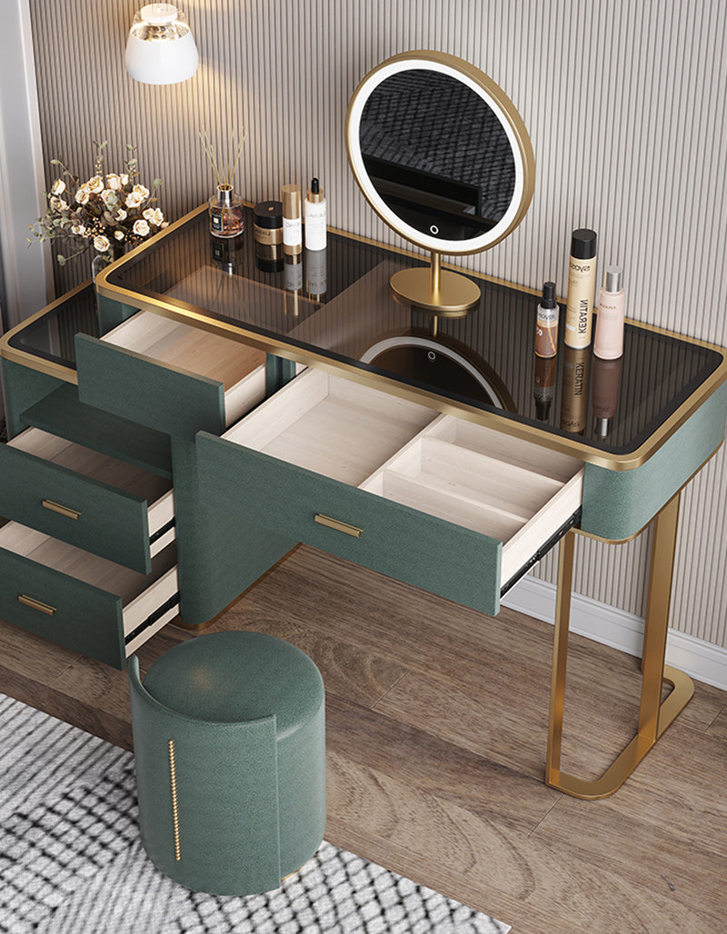 Casey-Lee Dressing Table with Mirror, Builtin Storage Box, Green Option for Clearance | Weilai Concept