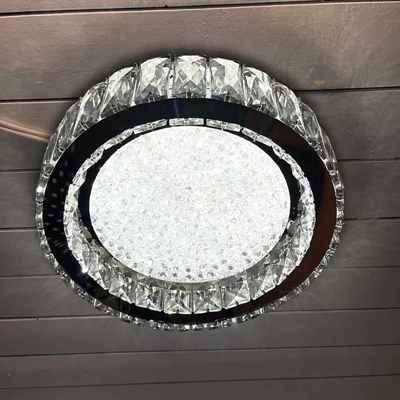 Modern LED Crystal Flush Mounted Ceiling Lamp Round Chandelier Light~5007-1