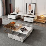 AnMoo Nesting Coffee Table Set With TV Stand, Golden Leg | Weilai Concept