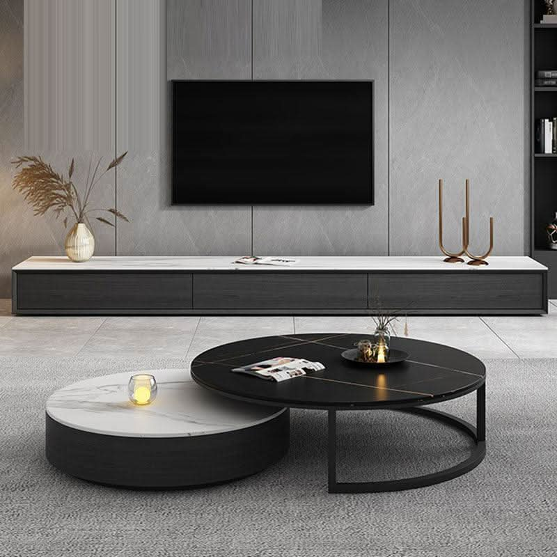 Kahoo Nesting Coffee Table With TV Stand, Sintered Stone | Weilai Concept