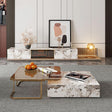 AnMoo Nesting Coffee Table Set With TV Stand, Golden Leg | Weilai Concept