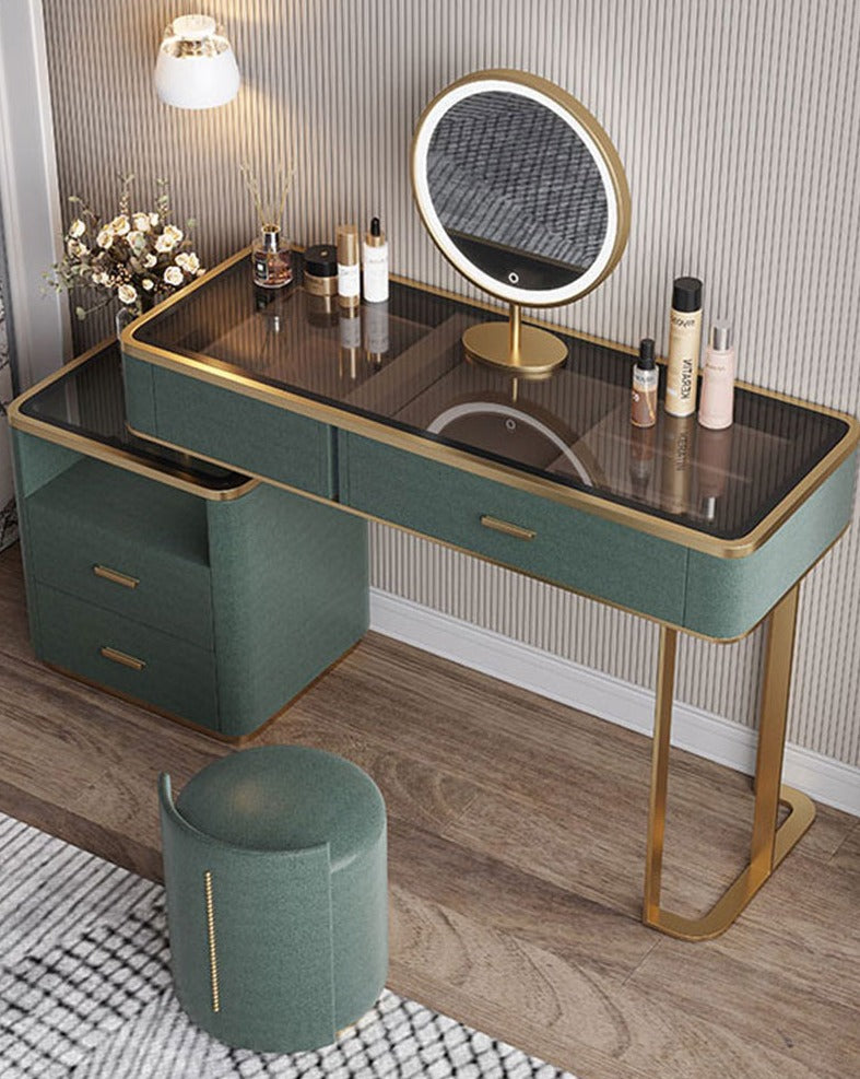 Casey-Lee Dressing Table with Mirror, Builtin Storage Box, Green Option for Clearance | Weilai Concept