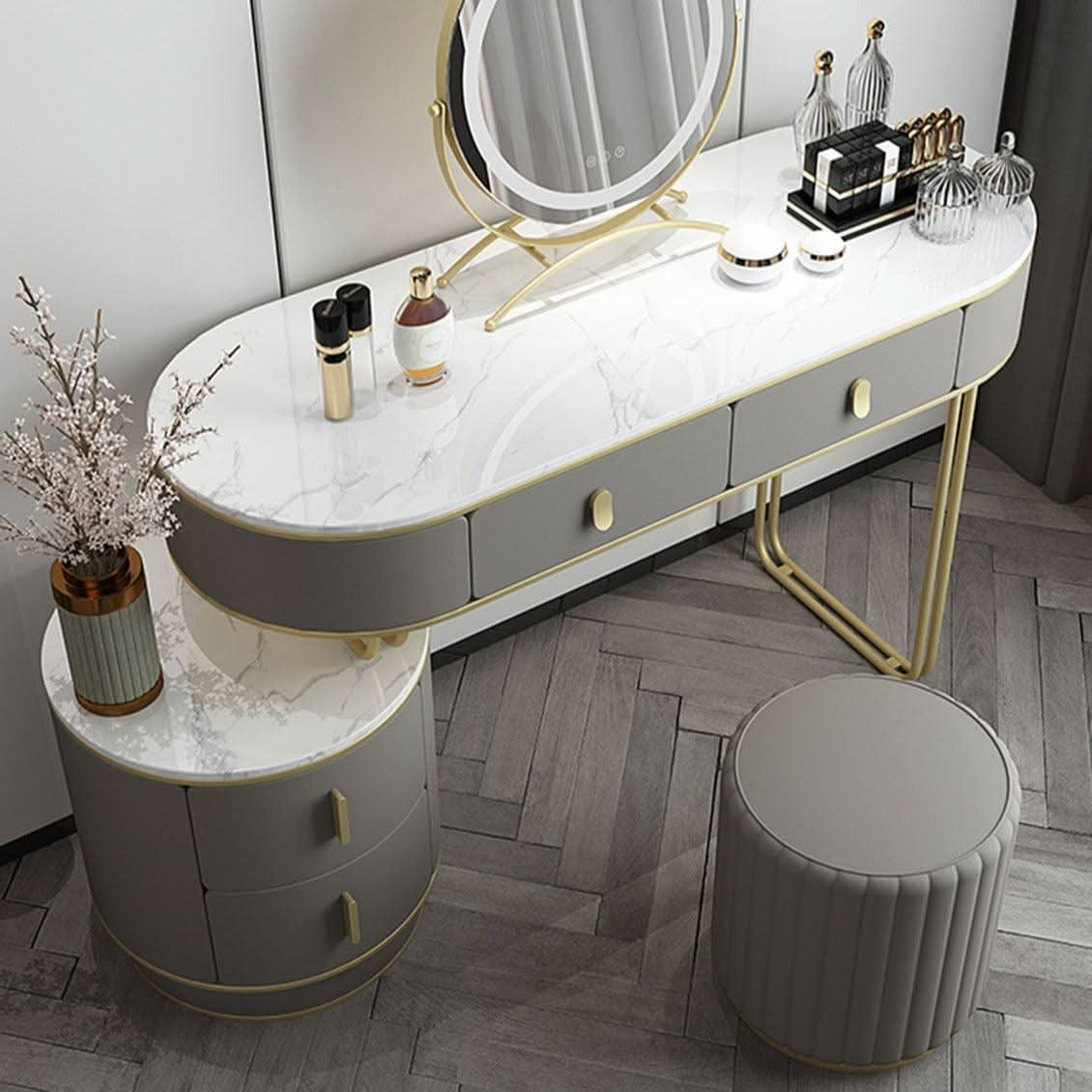 Tara Dressing Table With Mirror, Grey | Weilai Concept