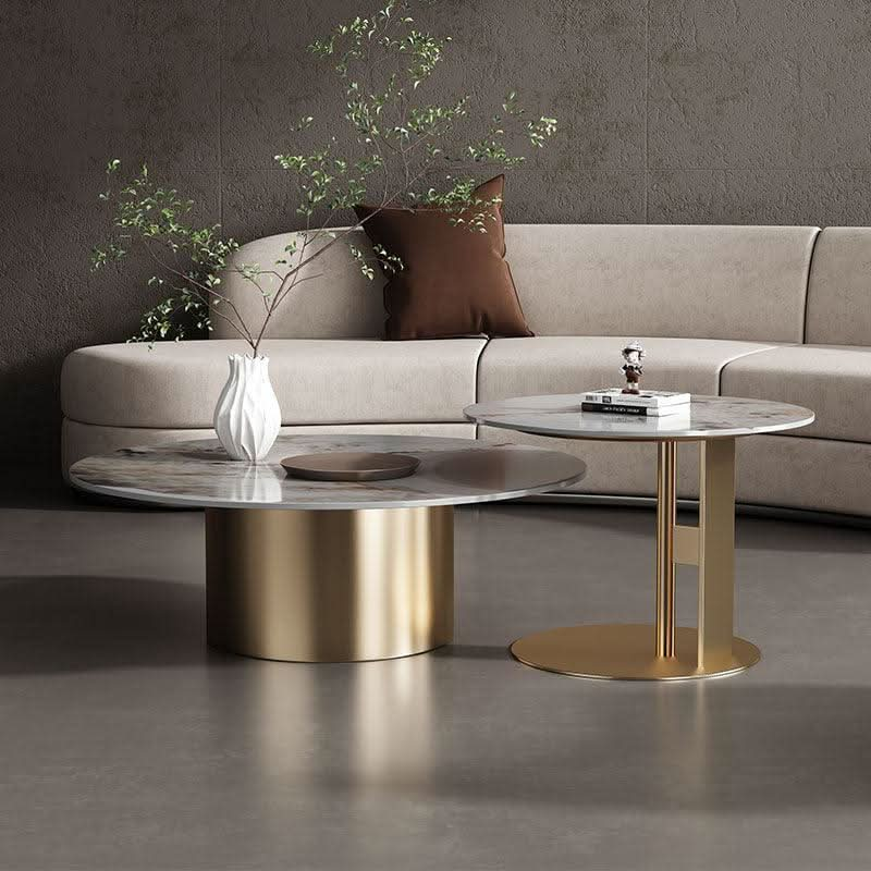 Coar Nesting Coffee Table Set, Gold & Grey | Weilai Concept