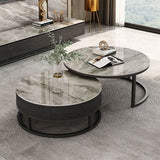 Gibs Nesting Coffee Table With TV Stand Set, Sintered Stone | Weilai Concept