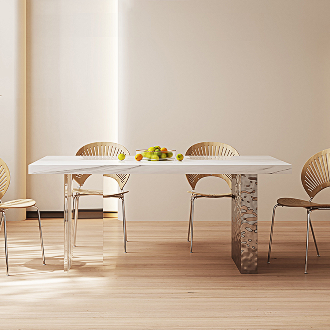 Madison Creamy Dining Table, Sintered Stone & Acrylic