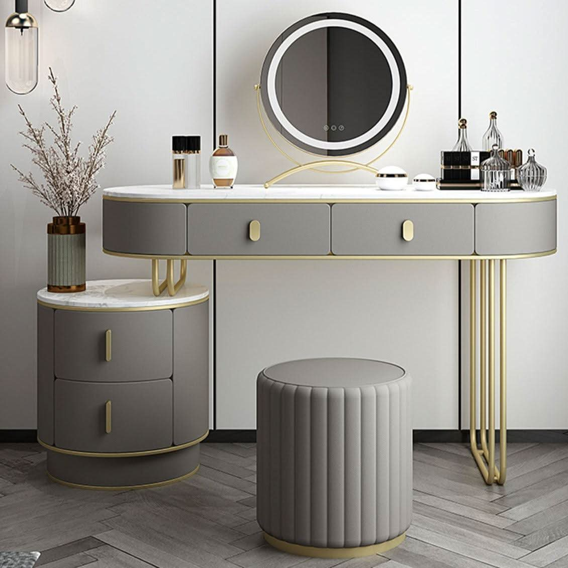 Tara Dressing Table With Mirror, Grey | Weilai Concept