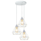 Retro Industrial White Diamond Cage Ceiling Pendant Light Hanging Indoor Lighting ~1182-10