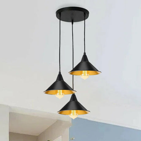 3 Head Industrial Metal Ceiling Colorful Pendant Shade Modern Hanging Retro Light Lamp ~ 3429-0