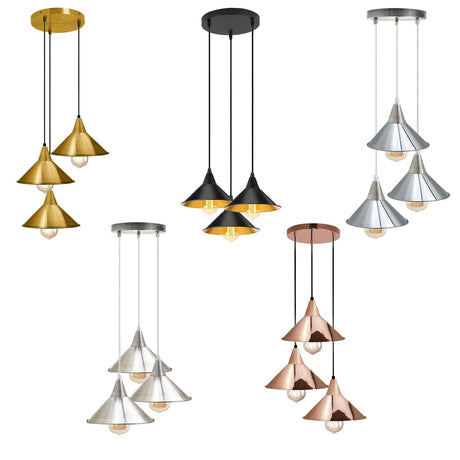 3 Head Industrial Metal Ceiling Colorful Pendant Shade Modern Hanging Retro Light Lamp ~ 3429-1