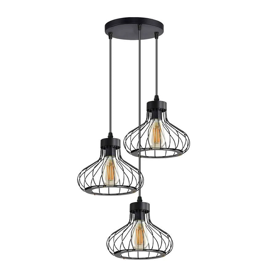 Black Industrial Cage Ceiling Pendant Lighting For Kitchen Island Loft Restaurant ~ 5140-3