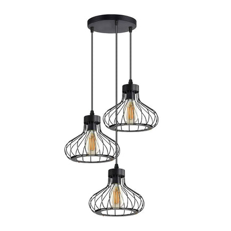 Black Industrial Cage Ceiling Pendant Lighting For Kitchen Island Loft Restaurant ~ 5140-3