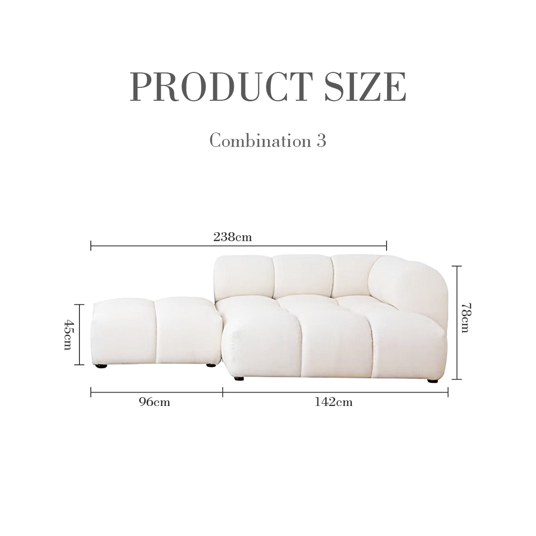 Lysander Velvet Module Three Seater Sofa, White